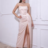 Robe tube fendue pour femme